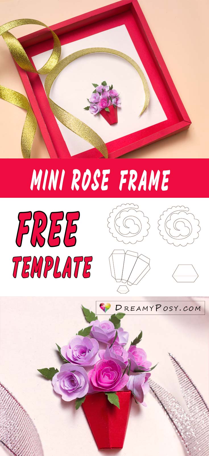 Mini rose frame free tutorial and template
