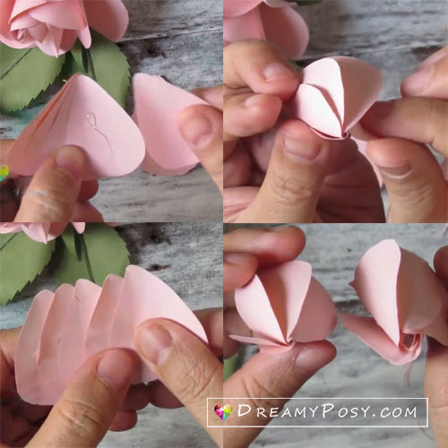 ROSE BUD paper flower template (one piece rose) and video tutorial –  PaperProTutorials