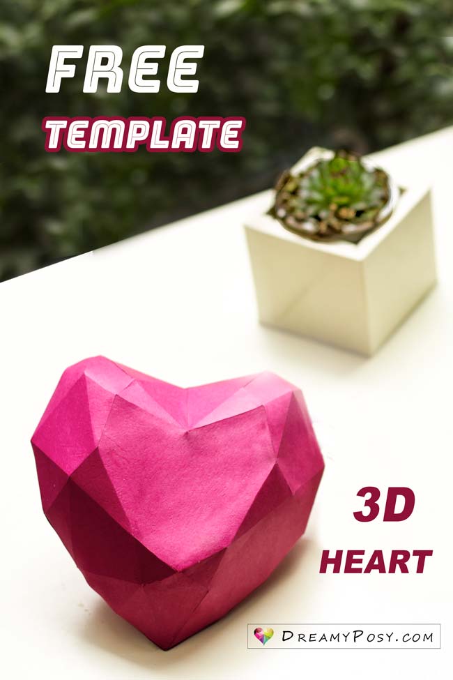 Free template to make 3D heart shape, include step by step video tutorial #paperheart #3dheart #freetemplate