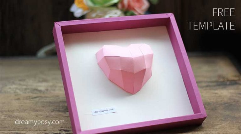 FREE template to make paper 3D heart for your Valentine