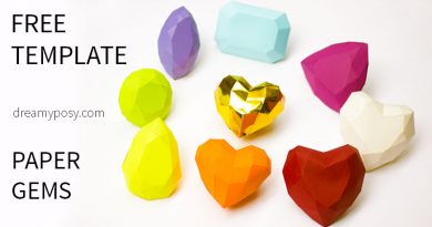 paper gems, paper craft, free template