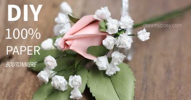 Paper boutonniere, paper rose, free template and tutorial