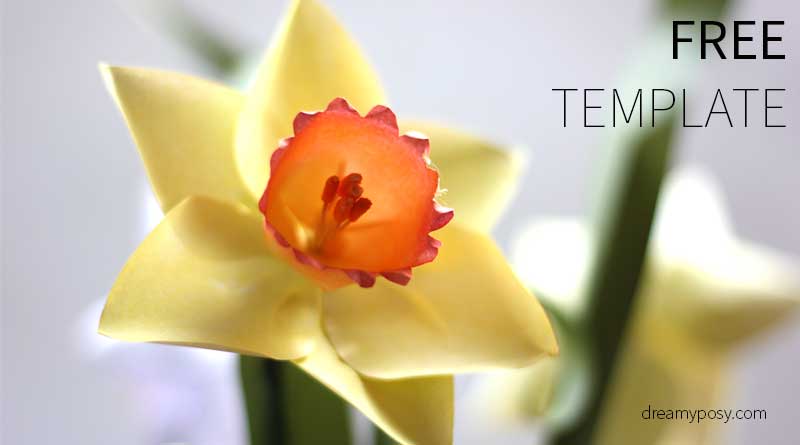How to make paper Daffodil flower out of printer paper, FREE template