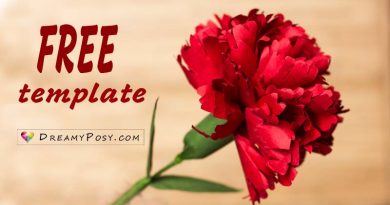 Free template and tutorial to make paper Carnation, paper flowers tutorial, flower making tutorial #paperflowers #freetemplate