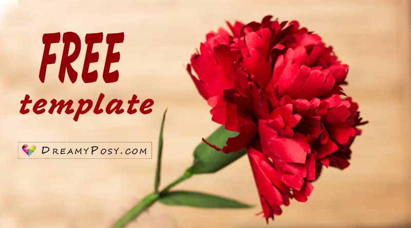 Free template and tutorial to make paper Carnation, paper flowers tutorial, flower making tutorial #paperflowers #freetemplate