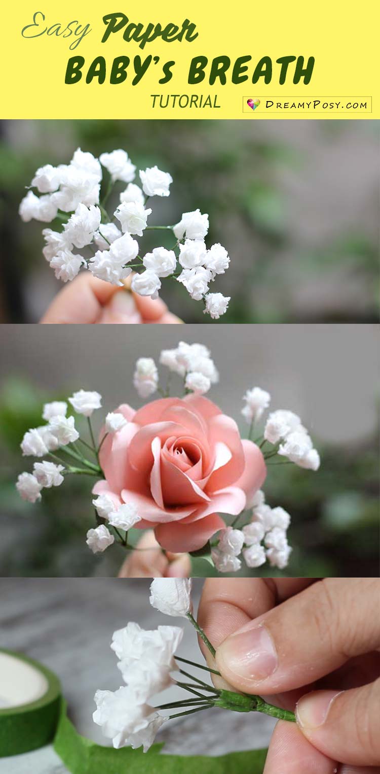 Paper baby breath tutorial, so easy, so realistic #paperflower #paperflowers #flowertutorial #flowermaking