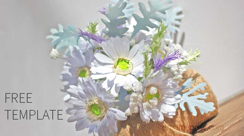 Gerbera paper bouquet, paper gerbera, paper flower, free template, free tutorial