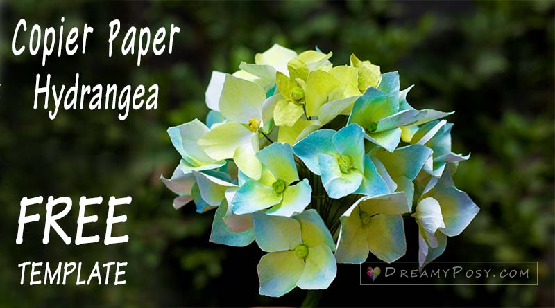 Free template and tutorial to make Hydrangea paper flower , paper flowers, flower making, free tutorial, free template