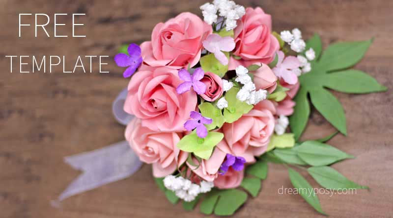 How to make rose paper bouquet, FREE template and full tutorial