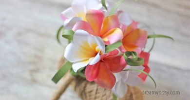 Plumeria paper bouquet, paper flower, free template, free tutorial