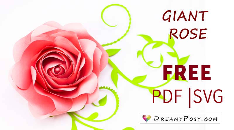 FREE template and full tutorial to make giant rose for backdrop