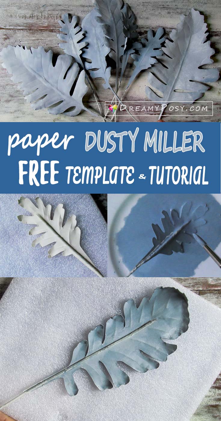 Paper Dusty Miller, free template and tutorial, paper flower tutorial