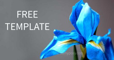 paper iris, paper flower, free template, free tutorial