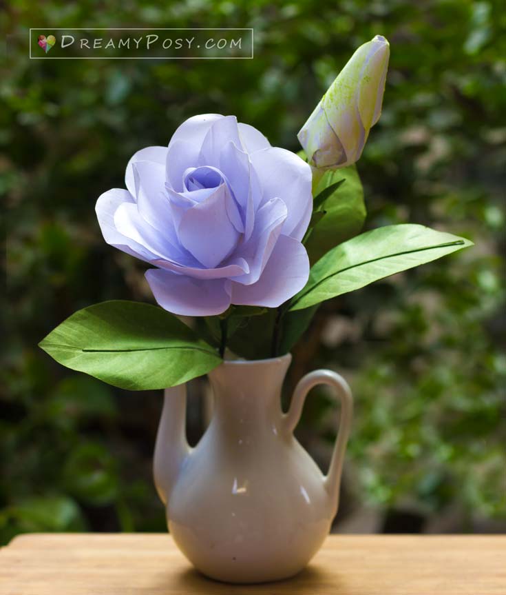 Paper Gardenia flower, free template and tutorial, paper flowers from copier paper, flower making tutorial