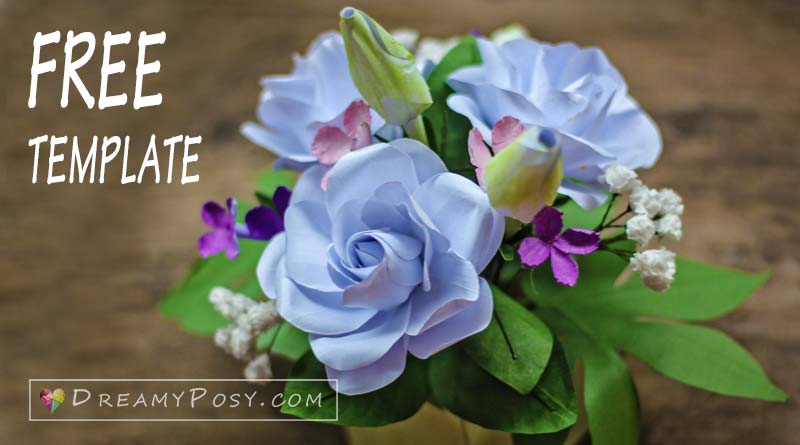 How to make Gardenia paper flower and foliage, FREE template