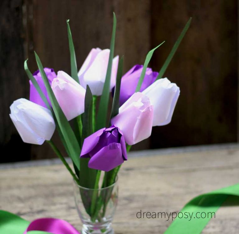 How to make paper tulip from printer paper, FREE template