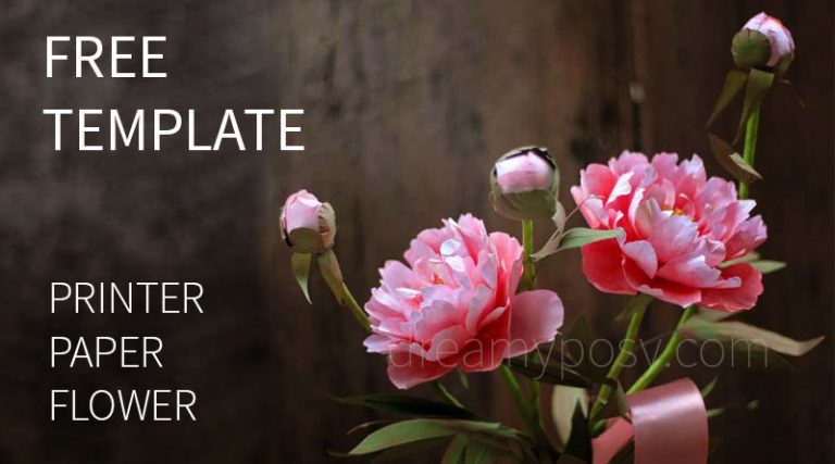 How to make paper Peony from printer paper, FREE template