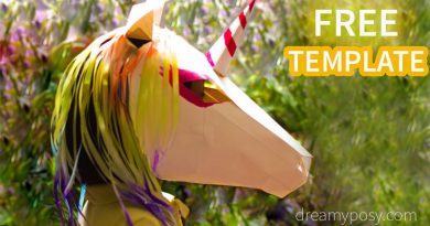 paper mask, 3d paper mask, unicorn mask, free template