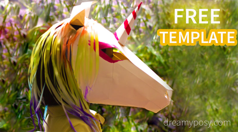 paper mask, 3d paper mask, unicorn mask, free template