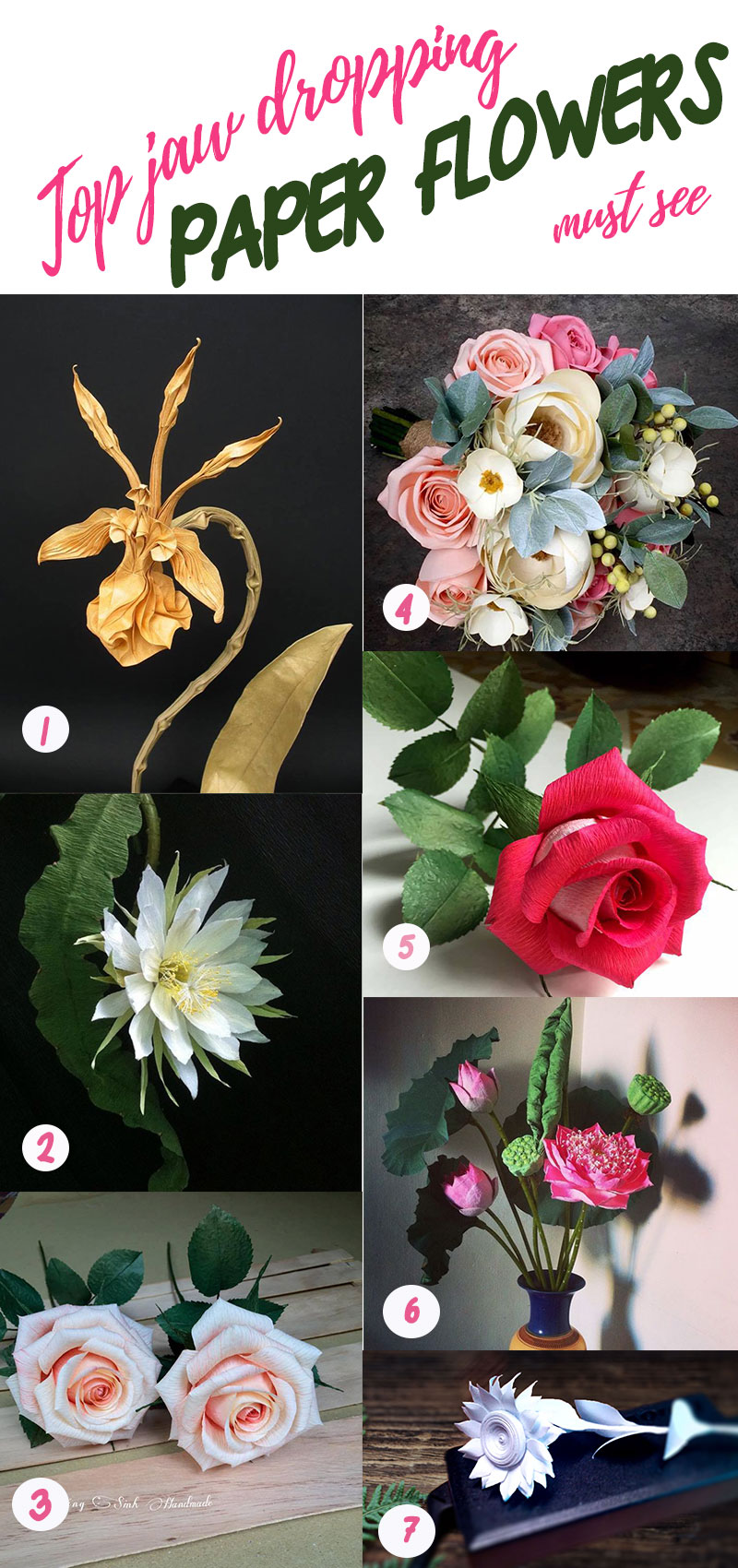 best paper flowers, realistic paper flower,s