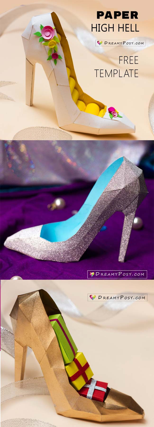 3D paper shoe with free template,and video tutorial #shoetemplate #paperhighheel #papershoe #3Dshoetemplate