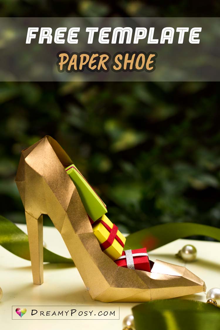 Download How to make 3D paper shoe as a gift box, free template