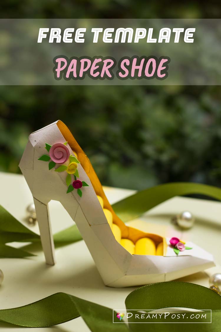 Free template for paper high heel, a 3D paper shoem #papershoe #paperhighheel #freetemplate