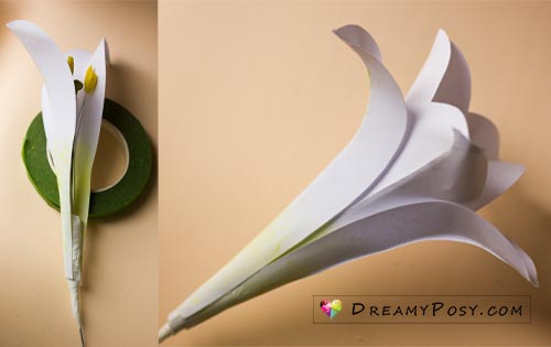 Paper Easter Lily tutorial with free template, made from printer paper #paperflower #flowertutorial