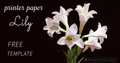 Paper Easter Lily tutorial with free template, made from printer paper #paperflower #flowertutorial