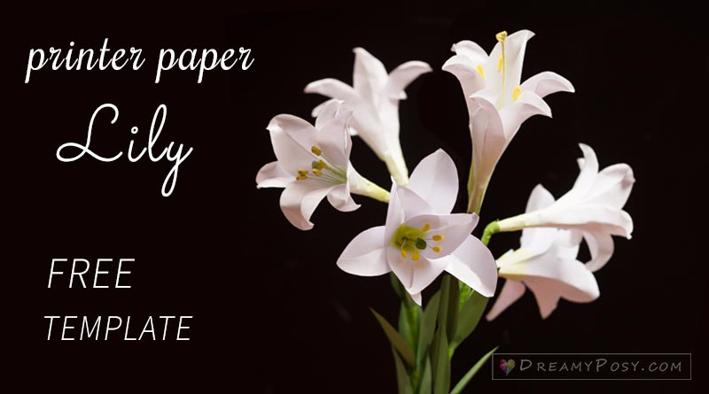 Paper Easter Lily tutorial with free template, made from printer paper #paperflower #flowertutorial