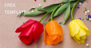 Tissue paper Tulip tutorial and free template #paperflowers #flowertutorial #flowertemplate