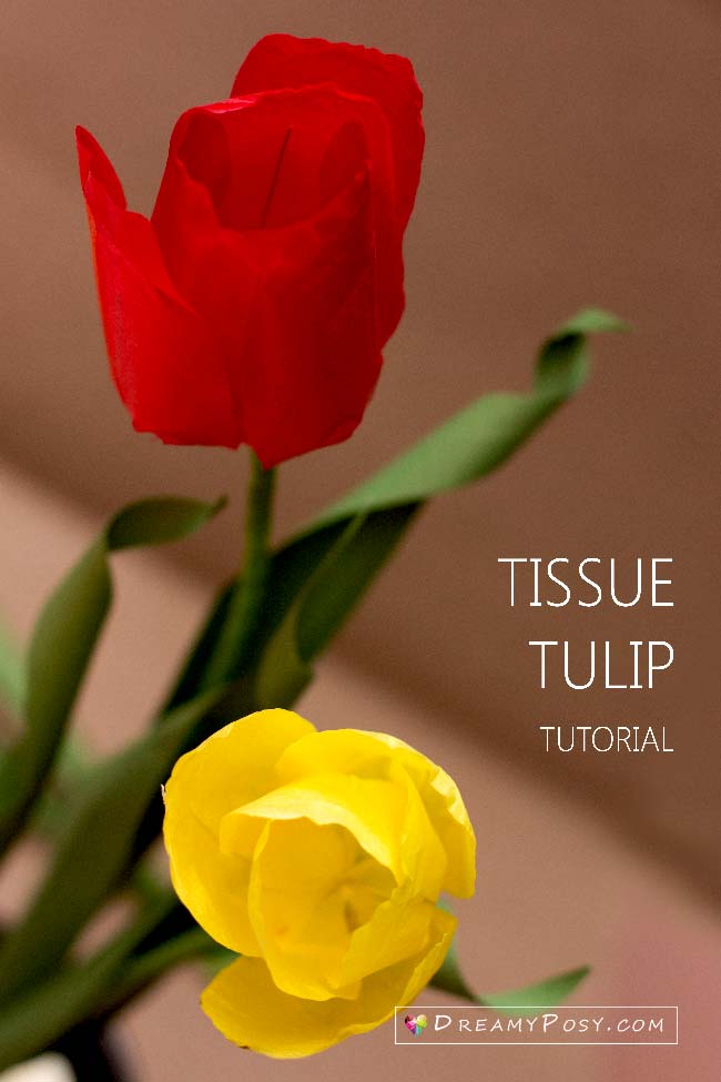 Tissue paper Tulip tutorial and free template #paperflowers #flowertutorial #flowertemplate