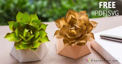 Paper succulent free template (pdf, svg) and tutorial, #paperflower #papersucculent #flowertutorial #flowertemplate