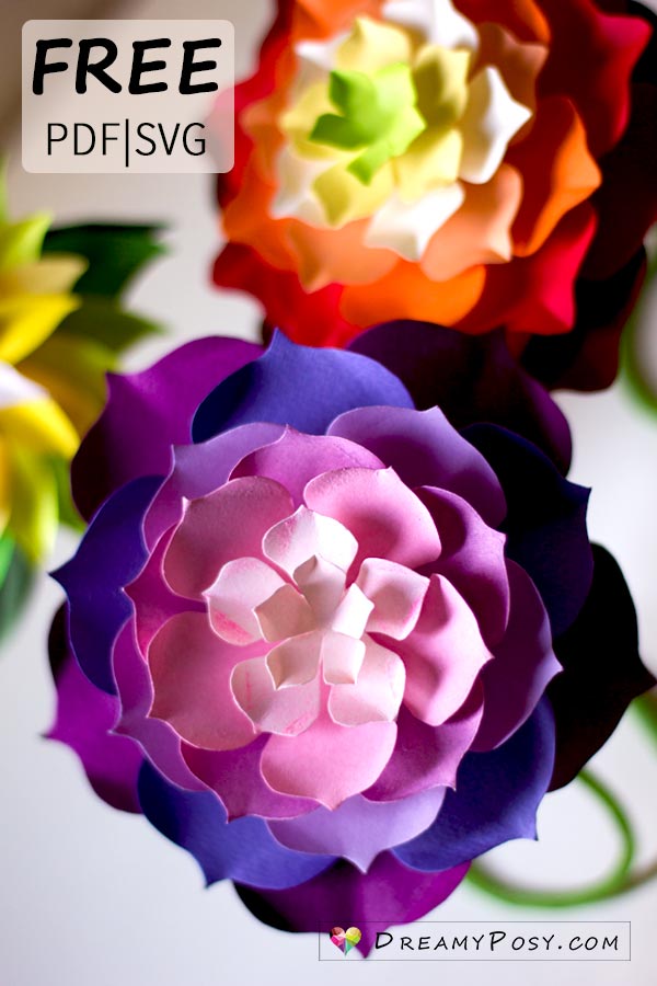 Download Free paper flower templates, PDF, SVG, PNG files, with ...