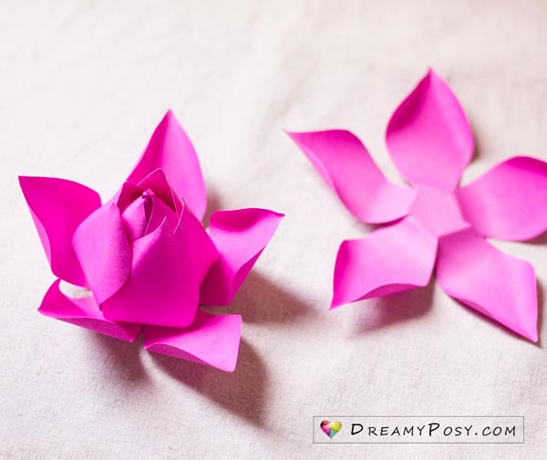Lotus flower making with paper, free templates #paperflowers #flowertutorial #flowertemplate #freesvg
