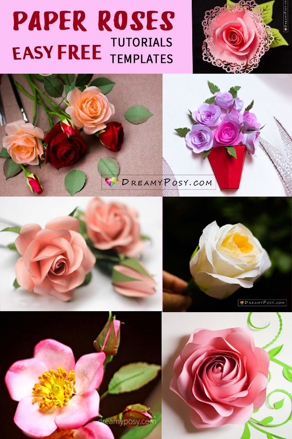 Free paper flower templates, PDF, SVG, PNG files, with super easy tutorial