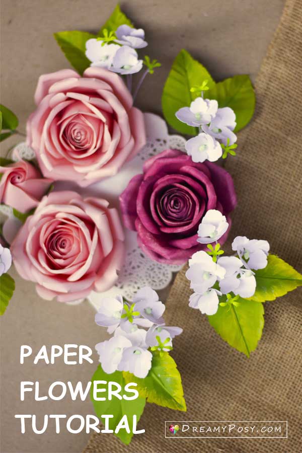 Paper flowers tutorial and template