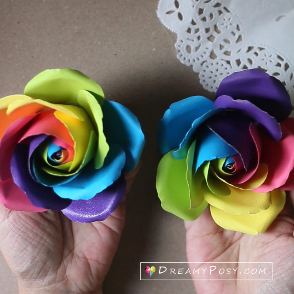 Rainbow rose made from paper