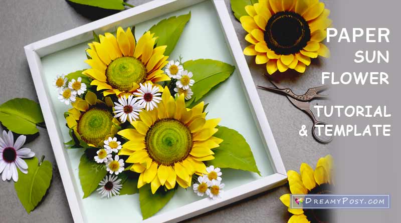 Paper sun flower tutorial and template