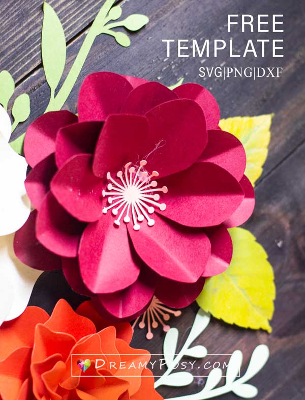 Free paper flower templates, PDF, SVG, PNG files, with super easy tutorial