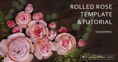 Rolled rose paper flower tutorial and SVG,PDF template
