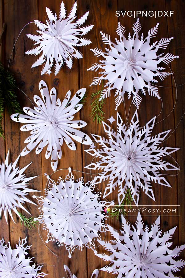 Paper snowflakes collection template