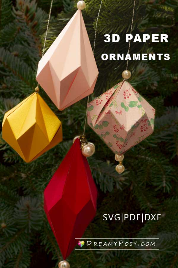 Easy 2D and 3D Cricut ornaments with free SVG templates