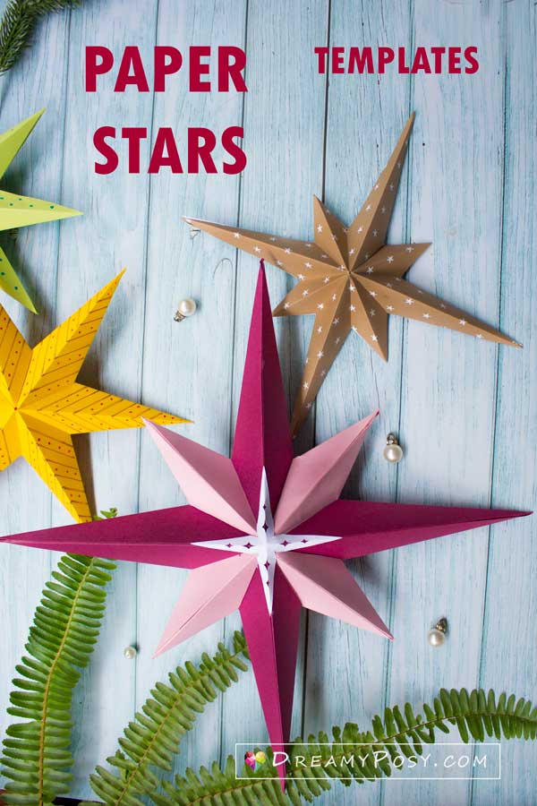 3D Paper Star Templates: DIY Paper Star Craft SVG & PDF Template