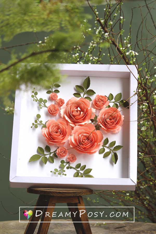 Rolled flower shadow box