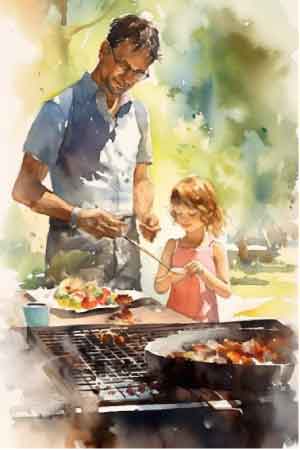 Printable Father's Day cards - Father and daughter cooking